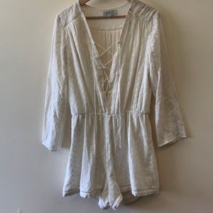 White Floral-Detailed Romper